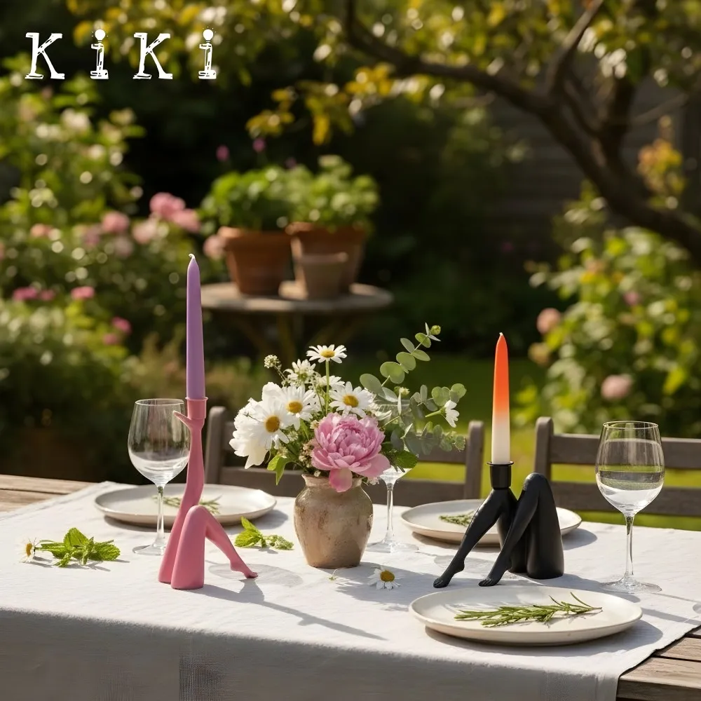 Kickra Sculptural Leg Base Candle Holder - Modern Artistic Design Table Or Living Room Decor KL2204