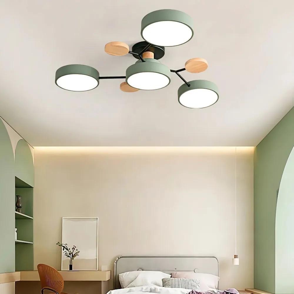 Coloful Branched Round Wooden Ceiling Light KL159