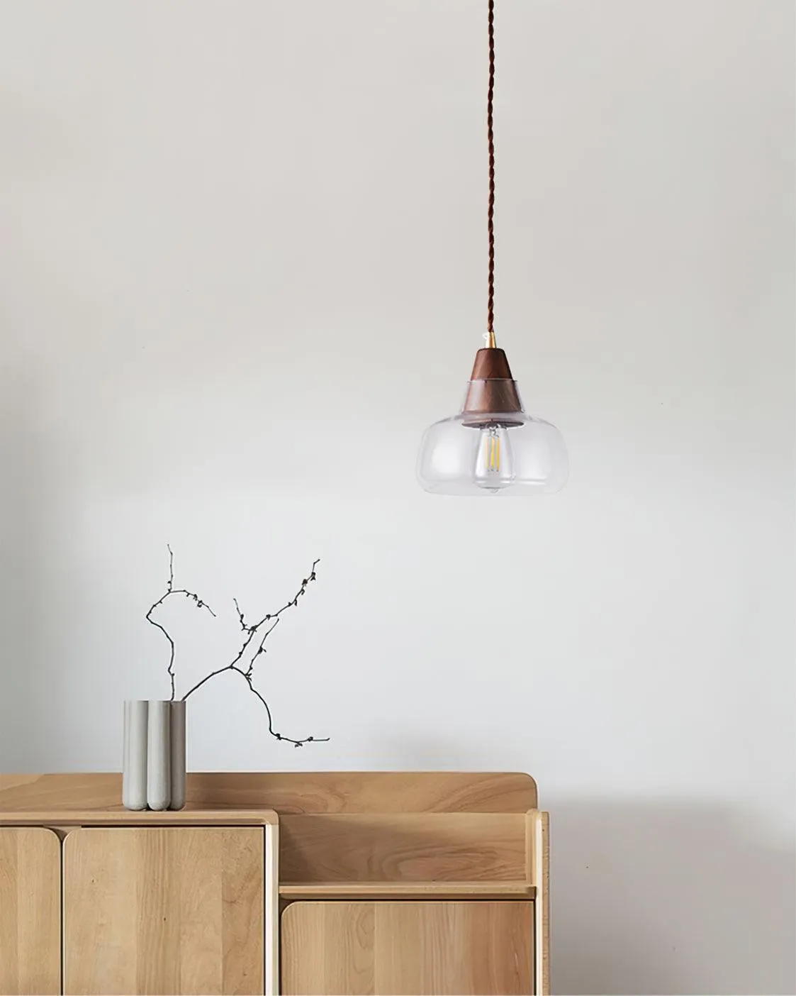 Walnut Glass Pendant Lamp KL751