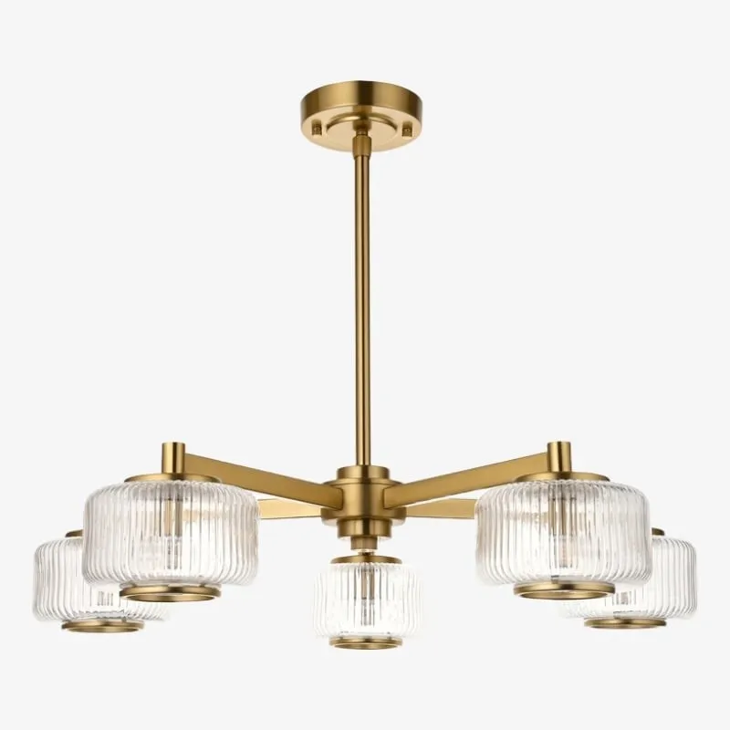 Canovus Chandelier with Ribbed Glass - Industrial Metal Living Room Light KL1983
