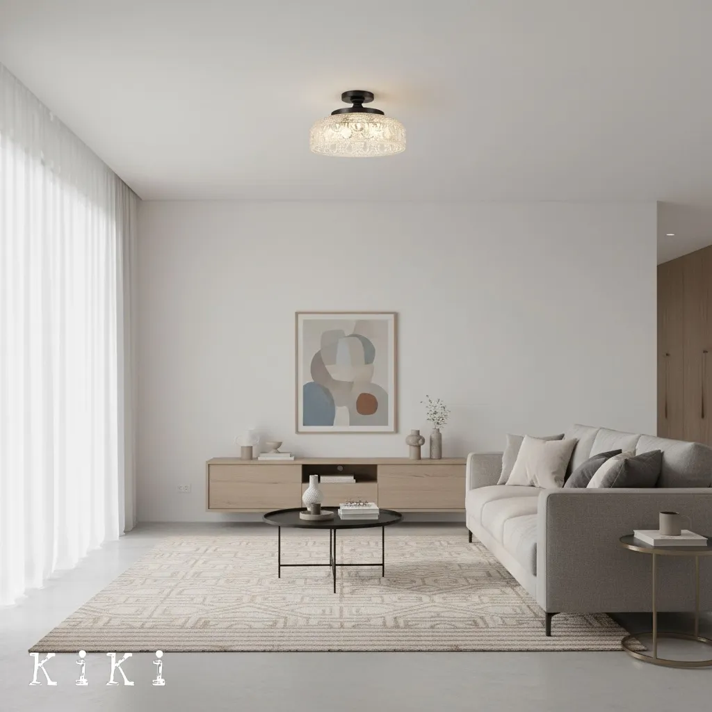 Zenarivo Vintage Floral Glass Ceiling Light -  Rustic Glass Lighting for Living Room KL2234