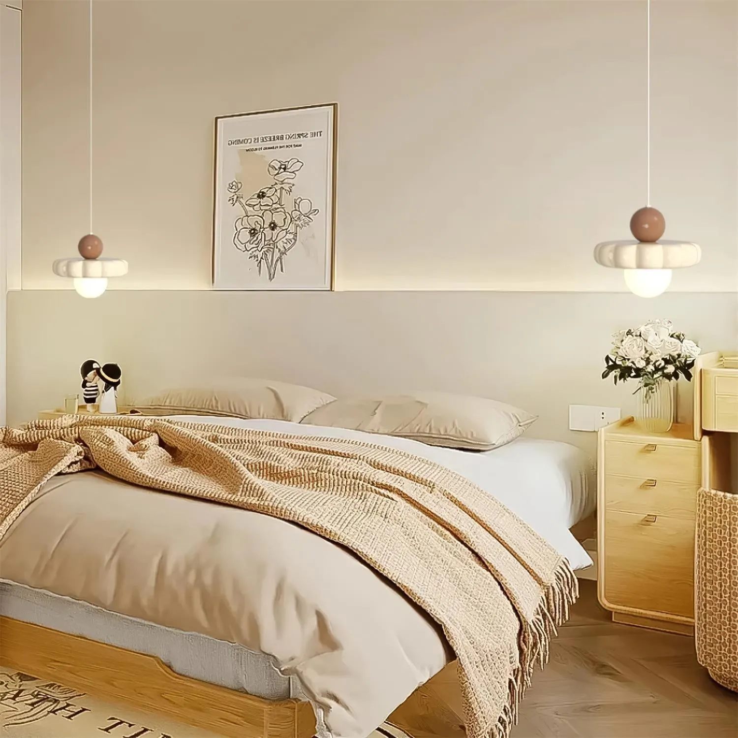 Cream Style Long Line Pumpkin Texture Pendant Lamp KL294
