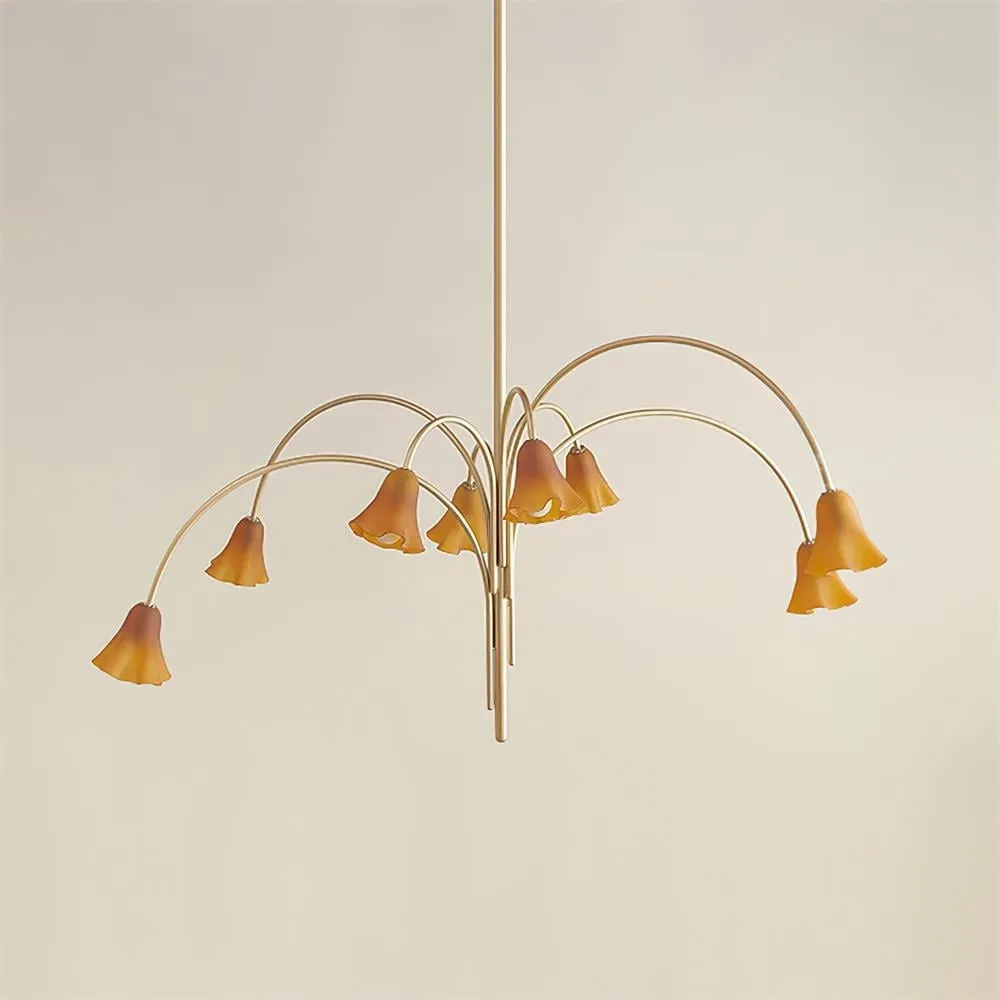 Bellina Modern Romantic Chandelier - Botanical Lily Design with Glass Flowers KL1449
