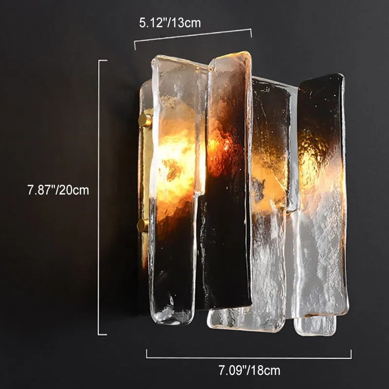 Modern Luxury Rectangle Copper Glass 1-Light Wall Sconce Lamp For Living Room KL1199