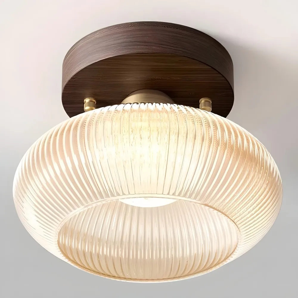 Soliro Sleek Round Glass Ceiling Light - Modern Dome Shade Ceiling Lamp for Entryway KL2221