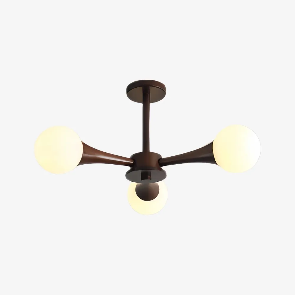 Novalune Multi-Light Glass Globe Chandelier with Wood Frame - Japanese Zen Style for Living Room KL2307