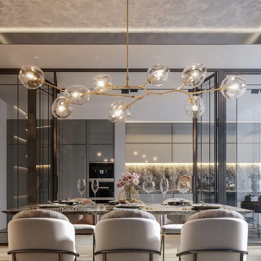Branching bubble chandelier
