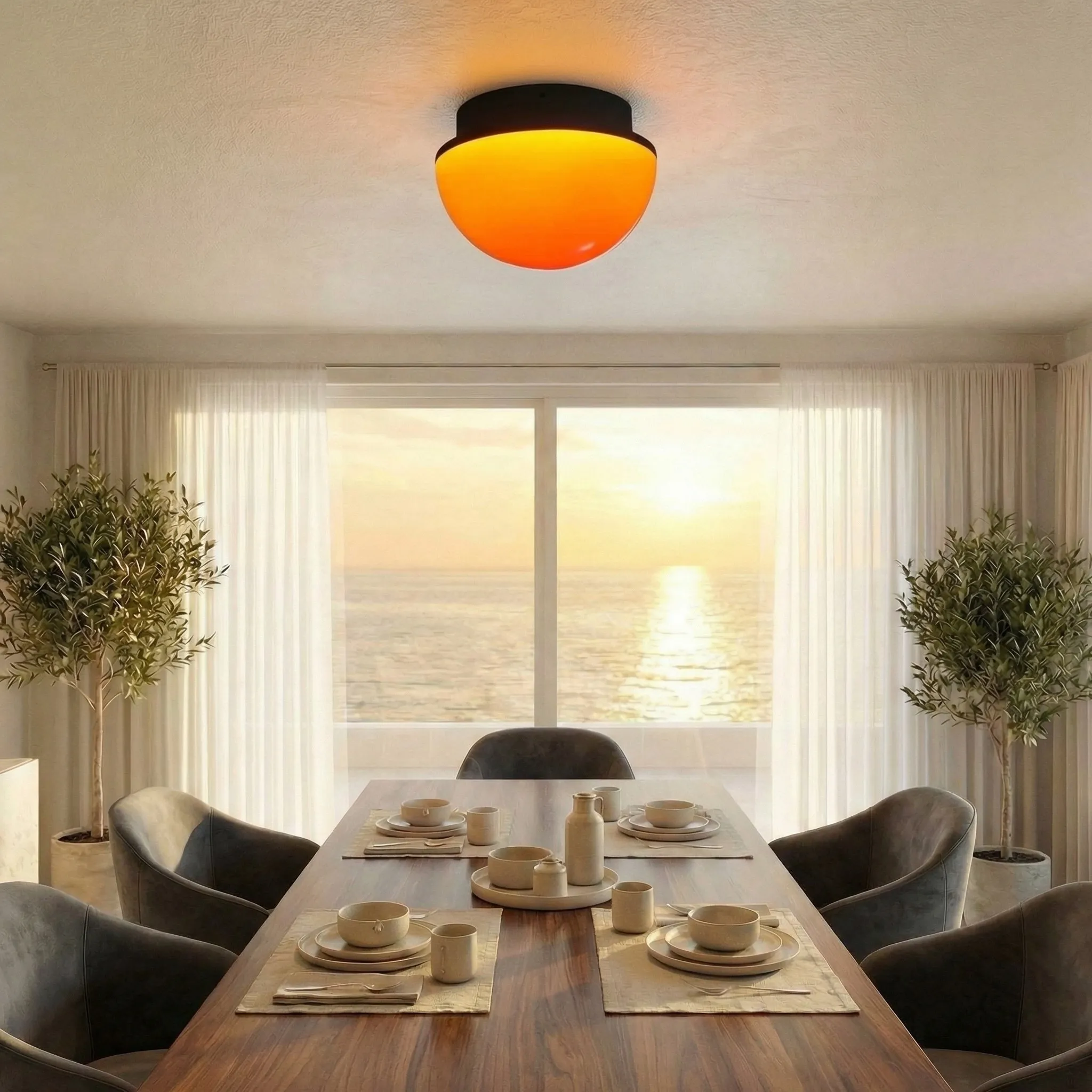 Sunset Glow Acrylic LED Ceiling Light with Ambient Dome for Living Room and Bedroom KL2313