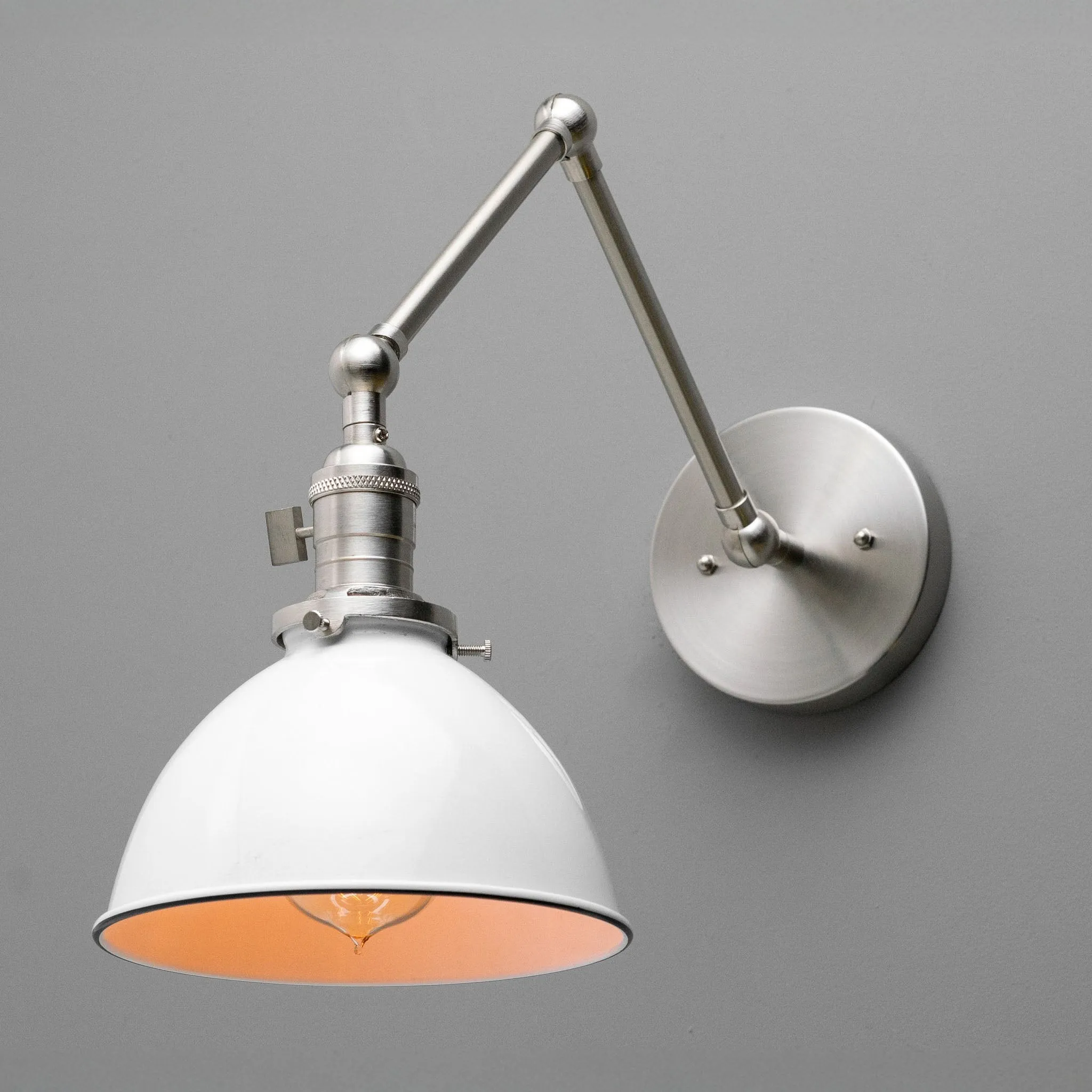 Conique Metal Vintage Industrial Swing Arm Wall Lamp - Adjustable Dome Shade for Study KL1440
