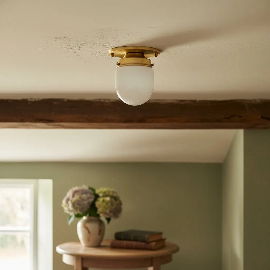 Opalume Glass Globe Flush Mount Light - Vintage Style Lamp for Hallway or Entryway KL1429