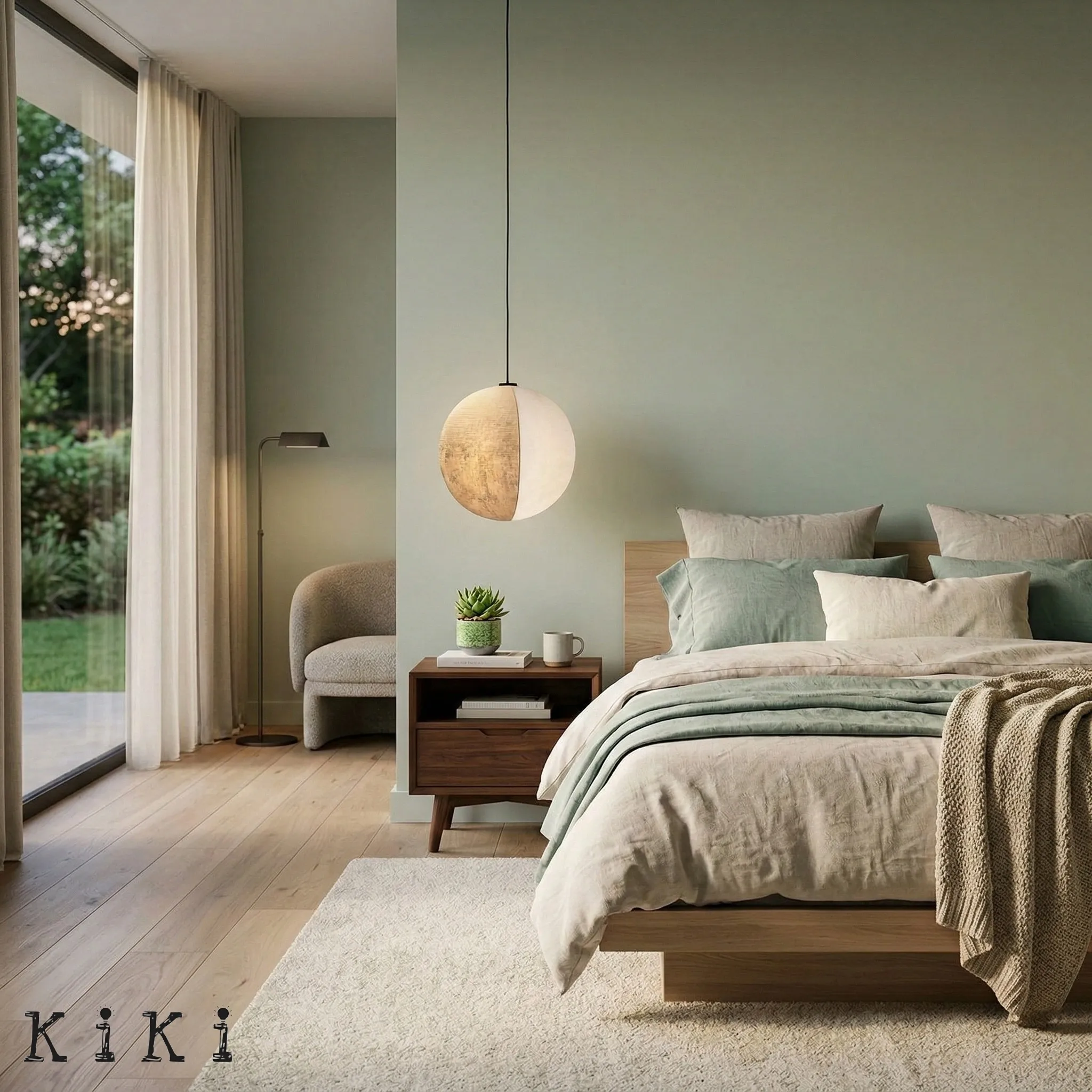 Diora Soft Fabric Shade Pendant Light - Modern Japandi for Living Room KL1744