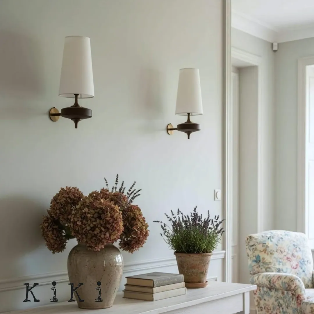Hour Retro Fabric Shade Wall Sconce – Mid-Century Inspired For Vanity or Bedside KL1176