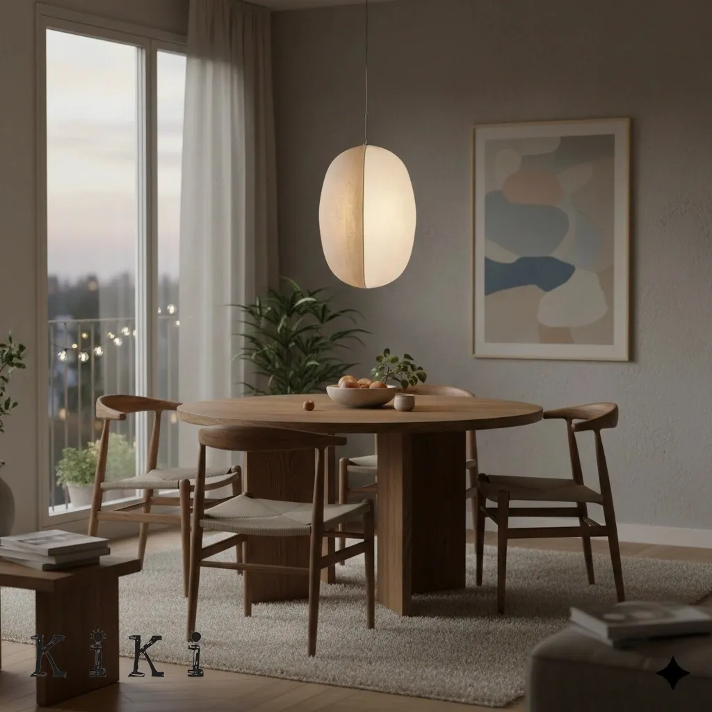 Diora Soft Fabric Shade Pendant Light - Modern Japandi for Living Room KL1744