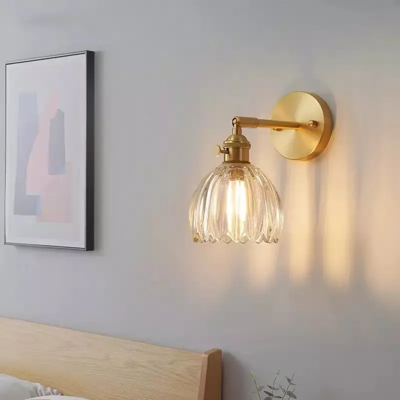 Antique Brass Tulip Glass Wall Light KL93