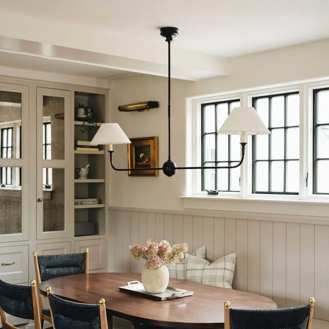 Modern Industrial Metal Chandelier – Luxury Linen Shade Design for Dining or Living Room KL1218