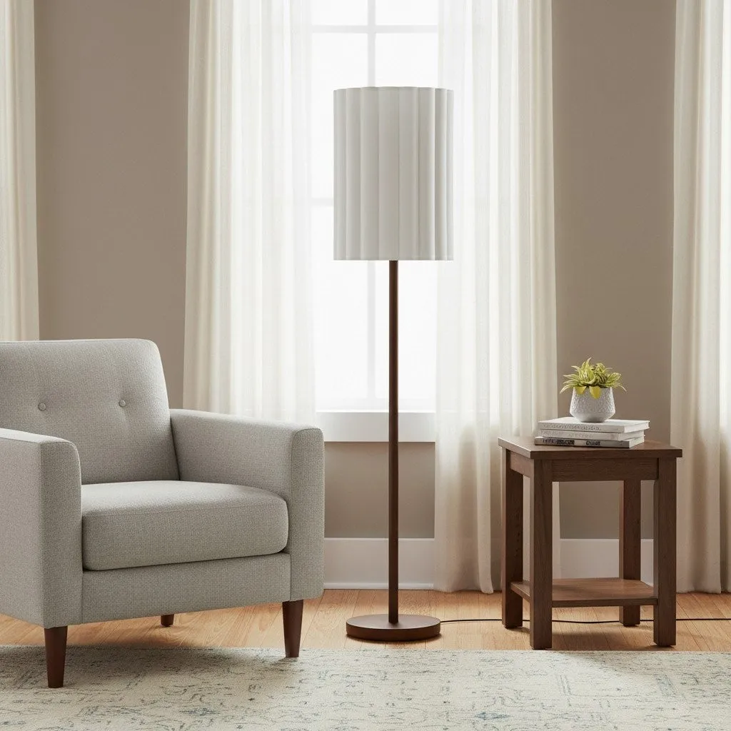 Linbron Fluted Fabric Shade Floor Light - Minimalist Fabric Floor Light for Interior Decor KL1667