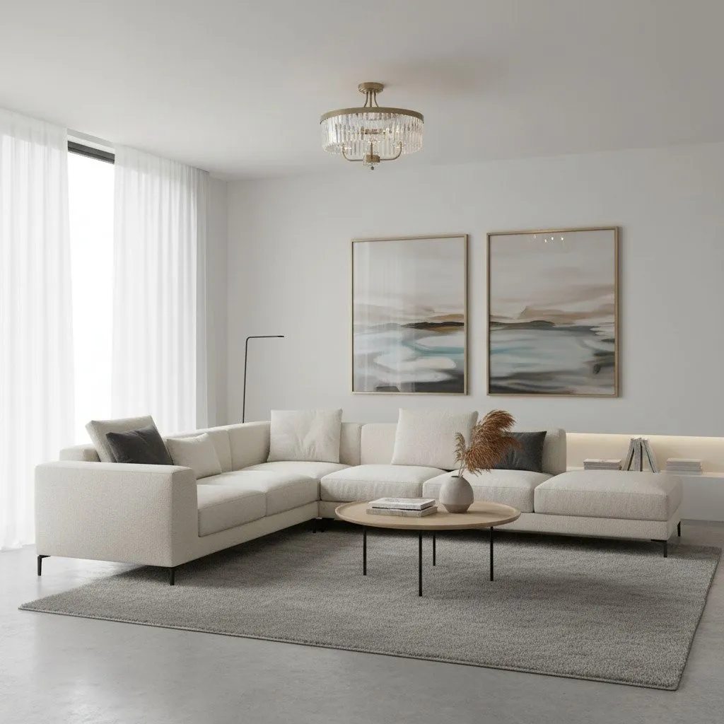 Beveline 3 Light Round Semi Flush - Faceted Cut Glass Shade Metal Finish for Hallways and Bedrooms KL1833