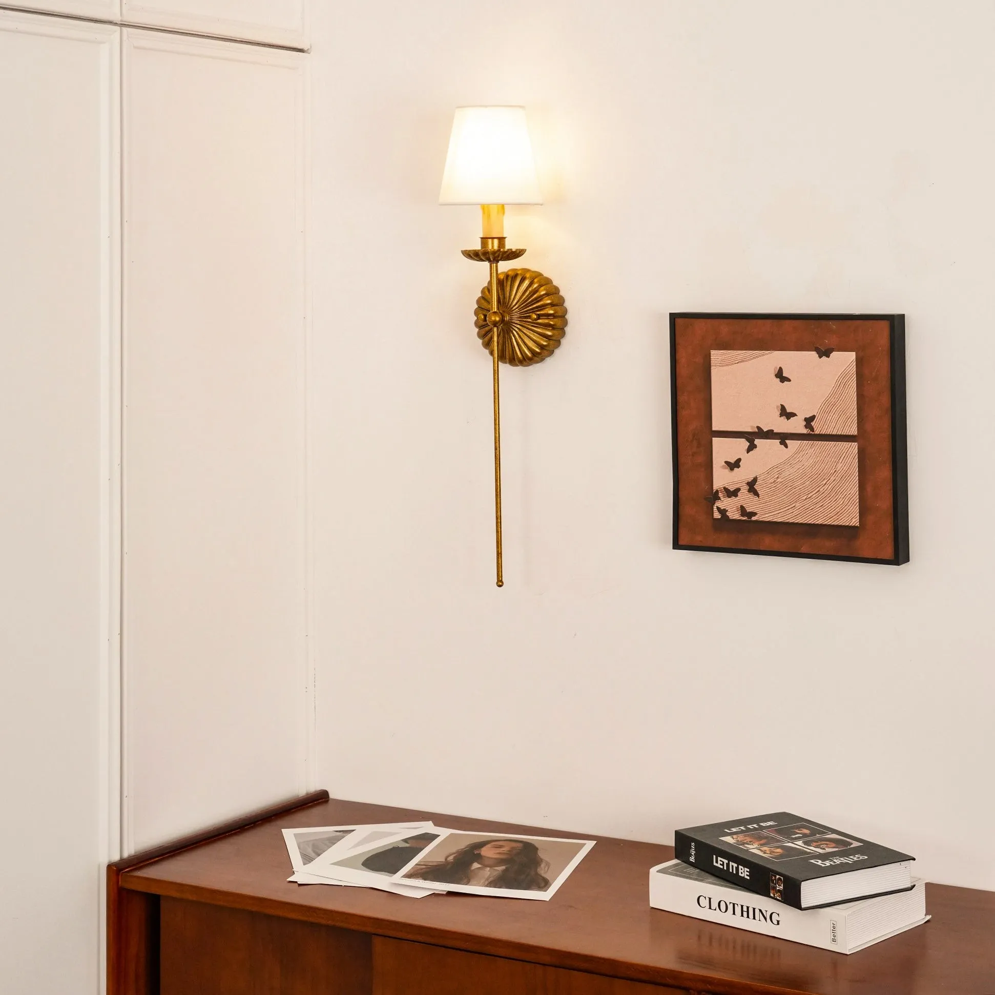 Catina Fabric Shade Wall Sconce – Classic Metal Wall Lighting for Entryway or Lounge KL1148