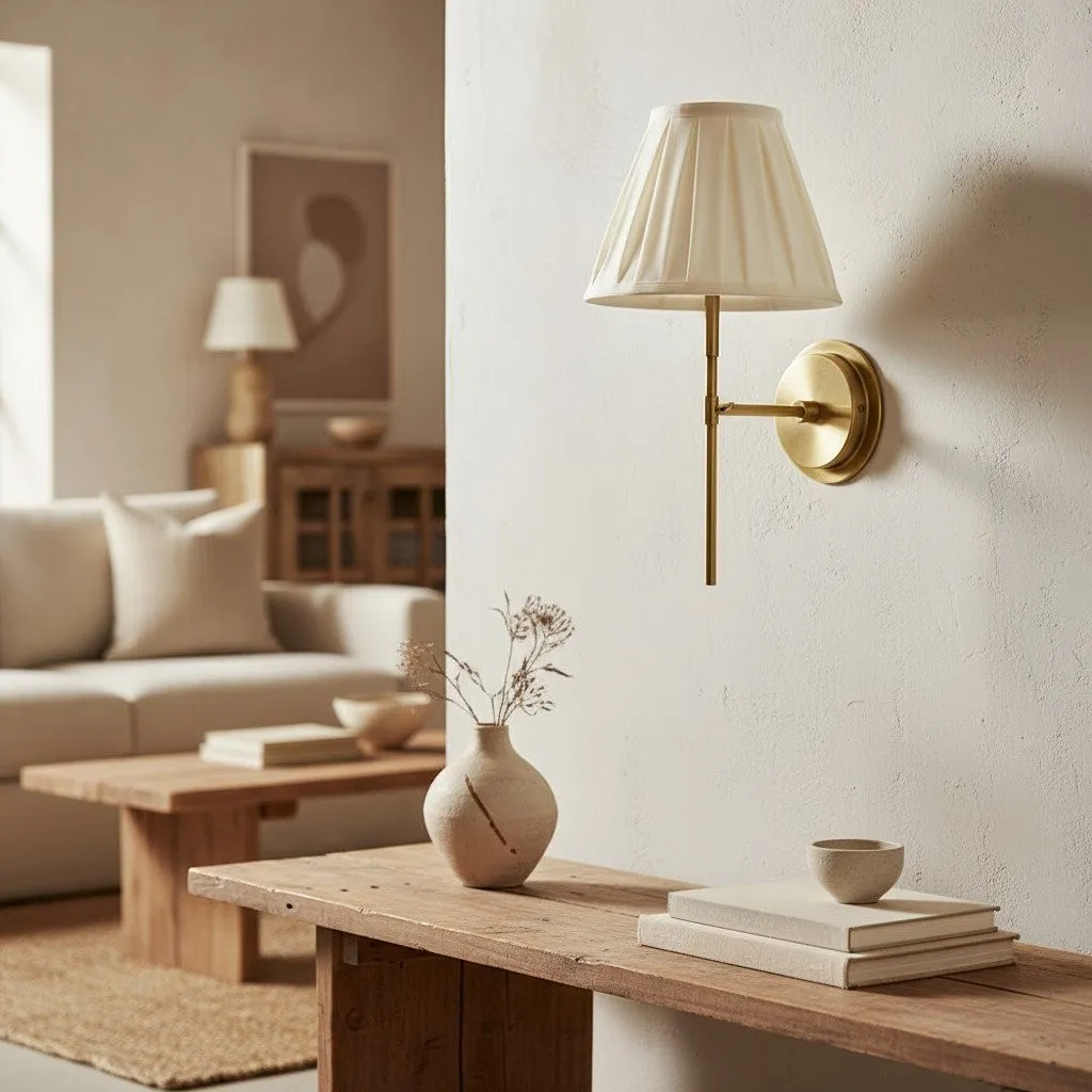 Cremaris Metal Wall Light with Fabric Shade - Timeless Sconce for Interior Lighting KL1973