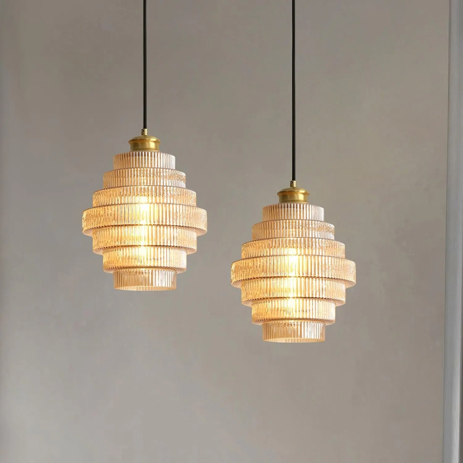 Bottis Layered Glass Pendant Light - Honey Pot Shade Pendant Lamp for Living Room KL467
