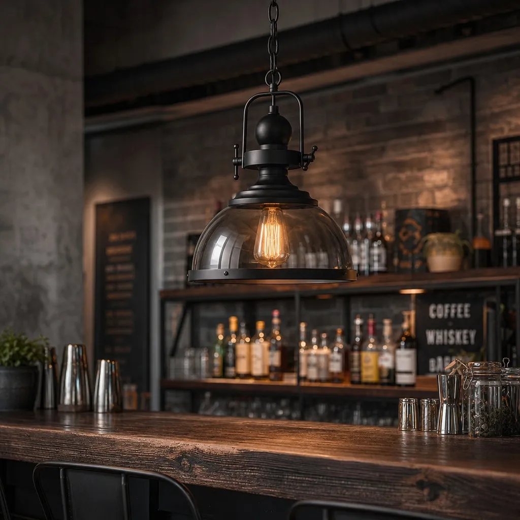 Ivoran Industrial Metal Smoky Glass Pendant Lamp - Suitable for Kitchen Island A53