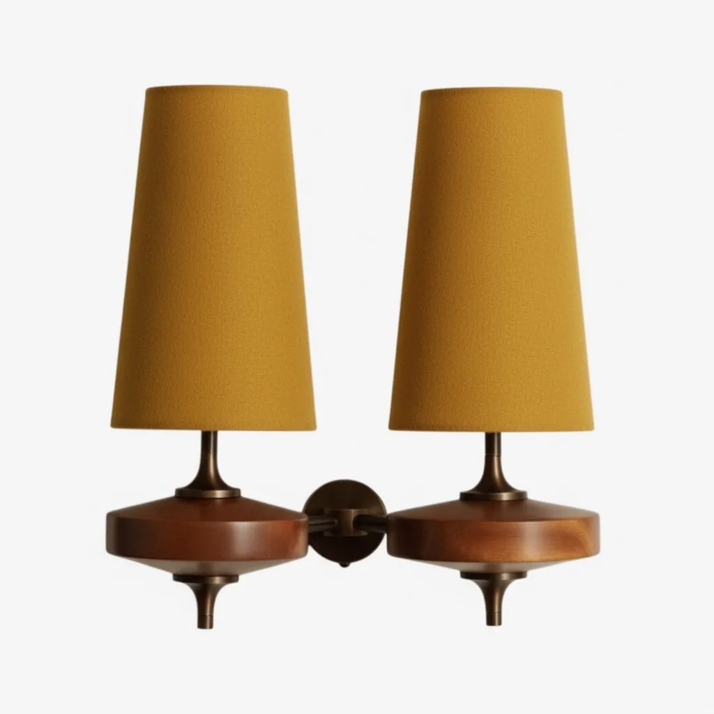 Hour Retro Fabric Shade Wall Sconce – Mid-Century Inspired For Vanity or Bedside KL1176