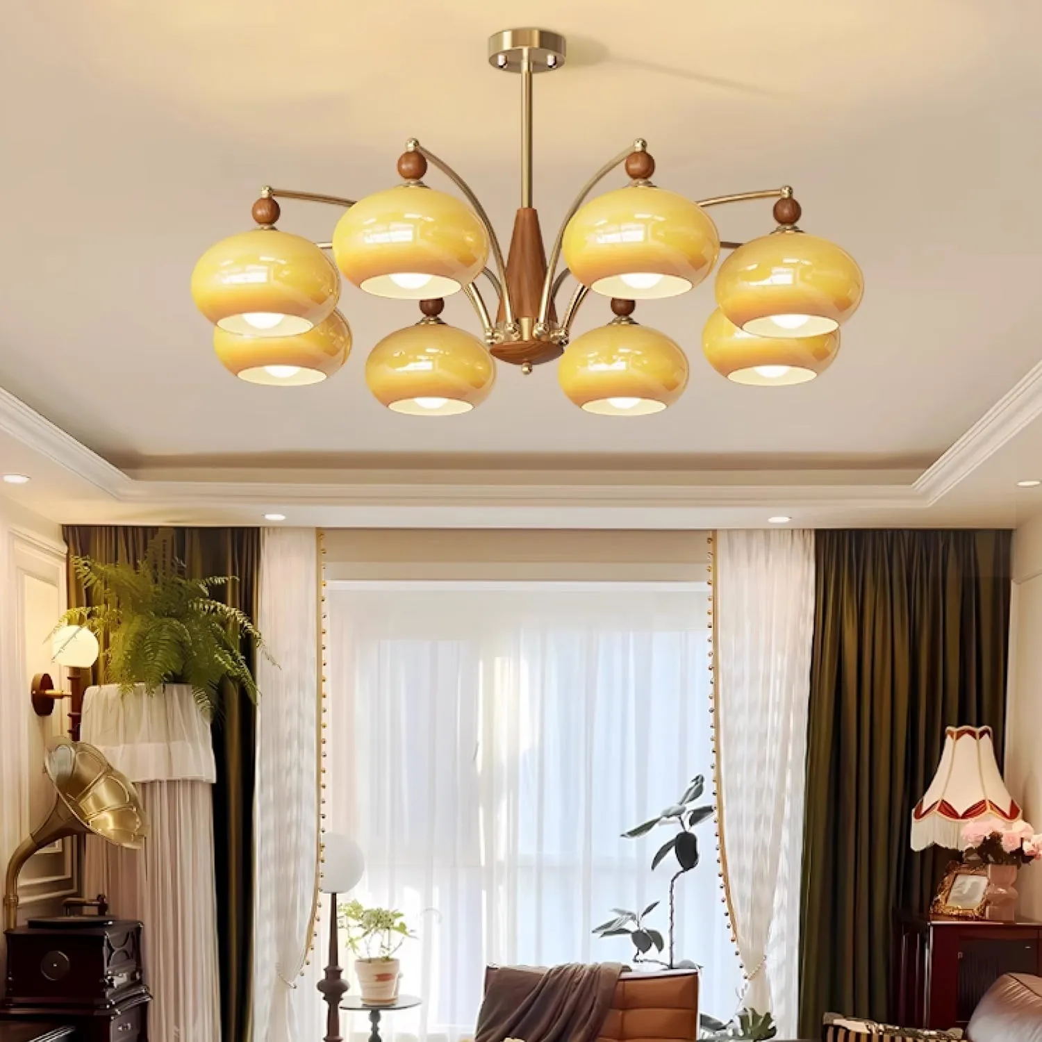 Vintage Multihead Persimmon Chandelier KL609