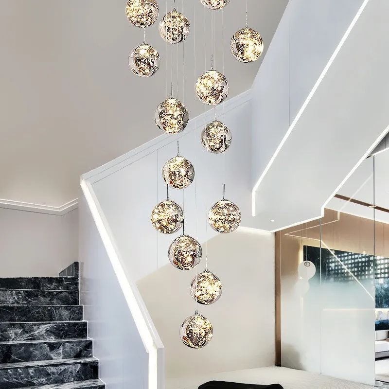 10 Glass Ball Staircase Chandelier