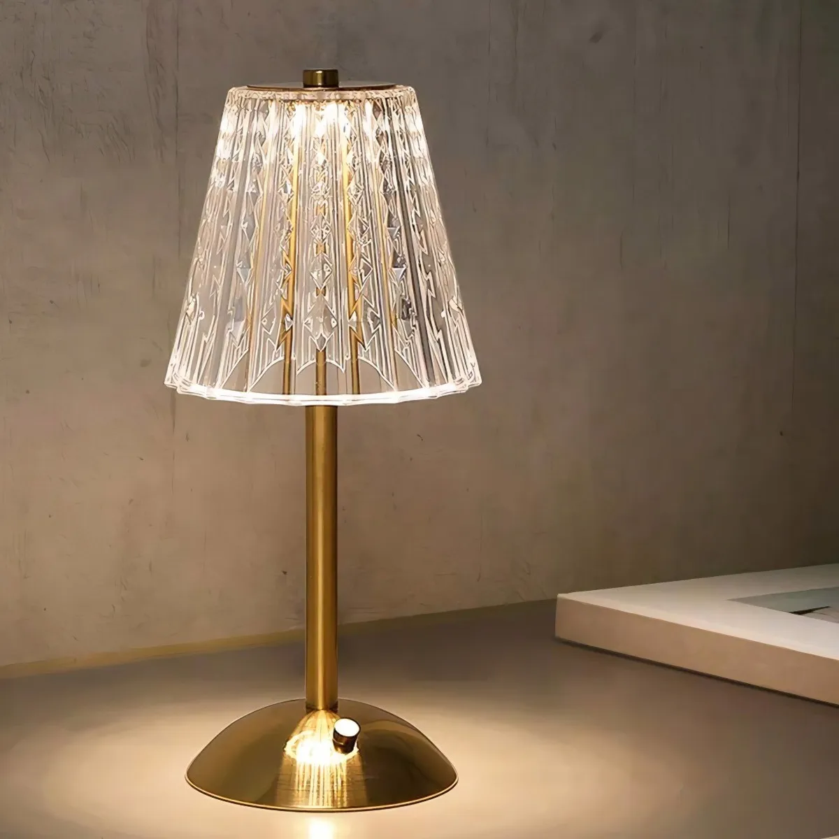 Brass Crystal Cordless Bedside Table Lamp KL72