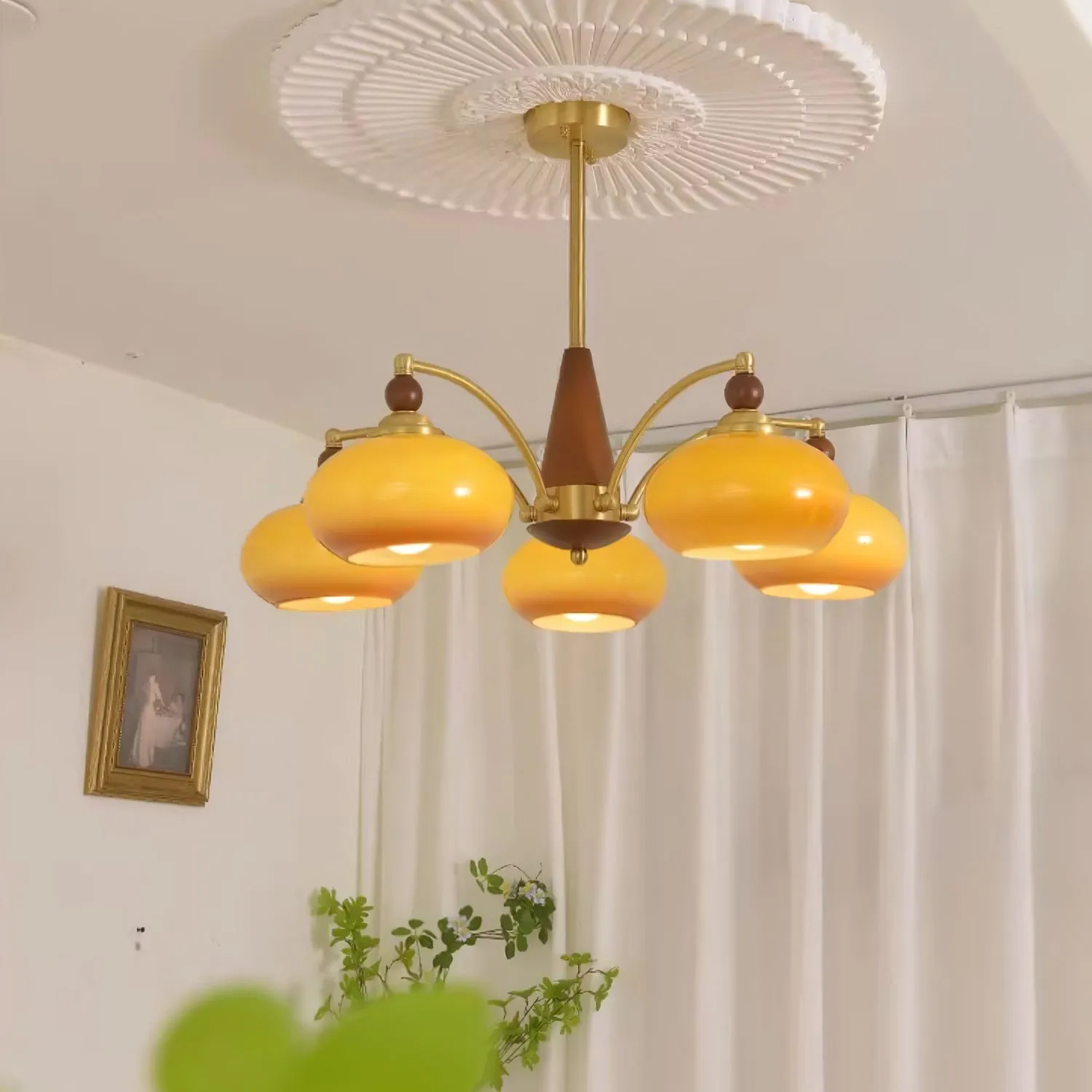 Vintage Multihead Persimmon Chandelier KL609