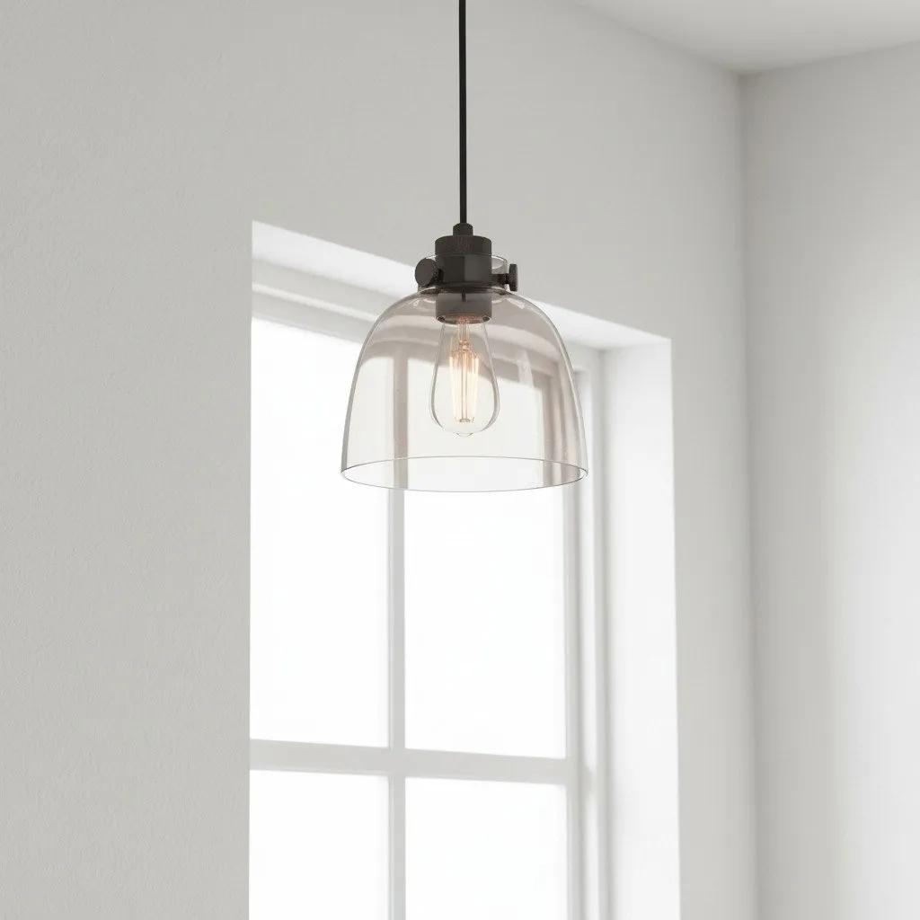 Readium Tinted Glass Pendant Light - Minimalist Dome Shade Adjustable for Kitchen Island and Dining Room KL1830