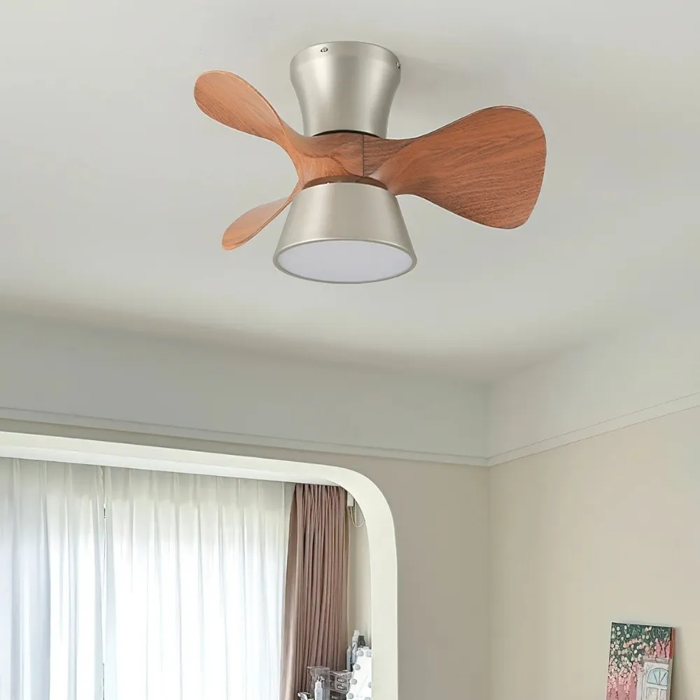 Vintage 3 Blade Silent Ceiling Fan Light For Bedroom KL944