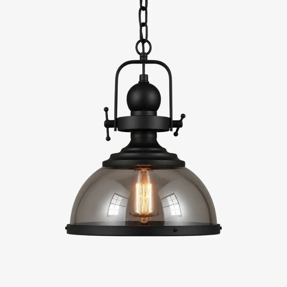 Ivoran Industrial Metal Smoky Glass Pendant Lamp - Suitable for Kitchen Island A53