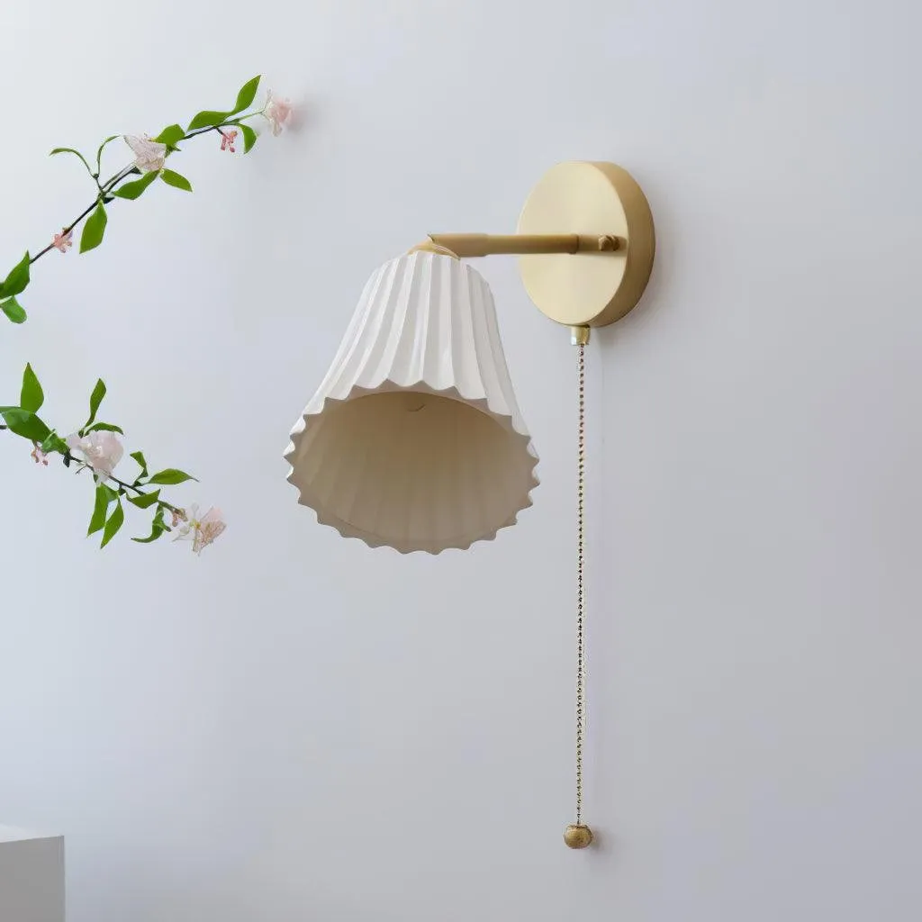 Modern Pull Cord Metal Ceramics Indoor Wall Lamp for Bedroom KL717