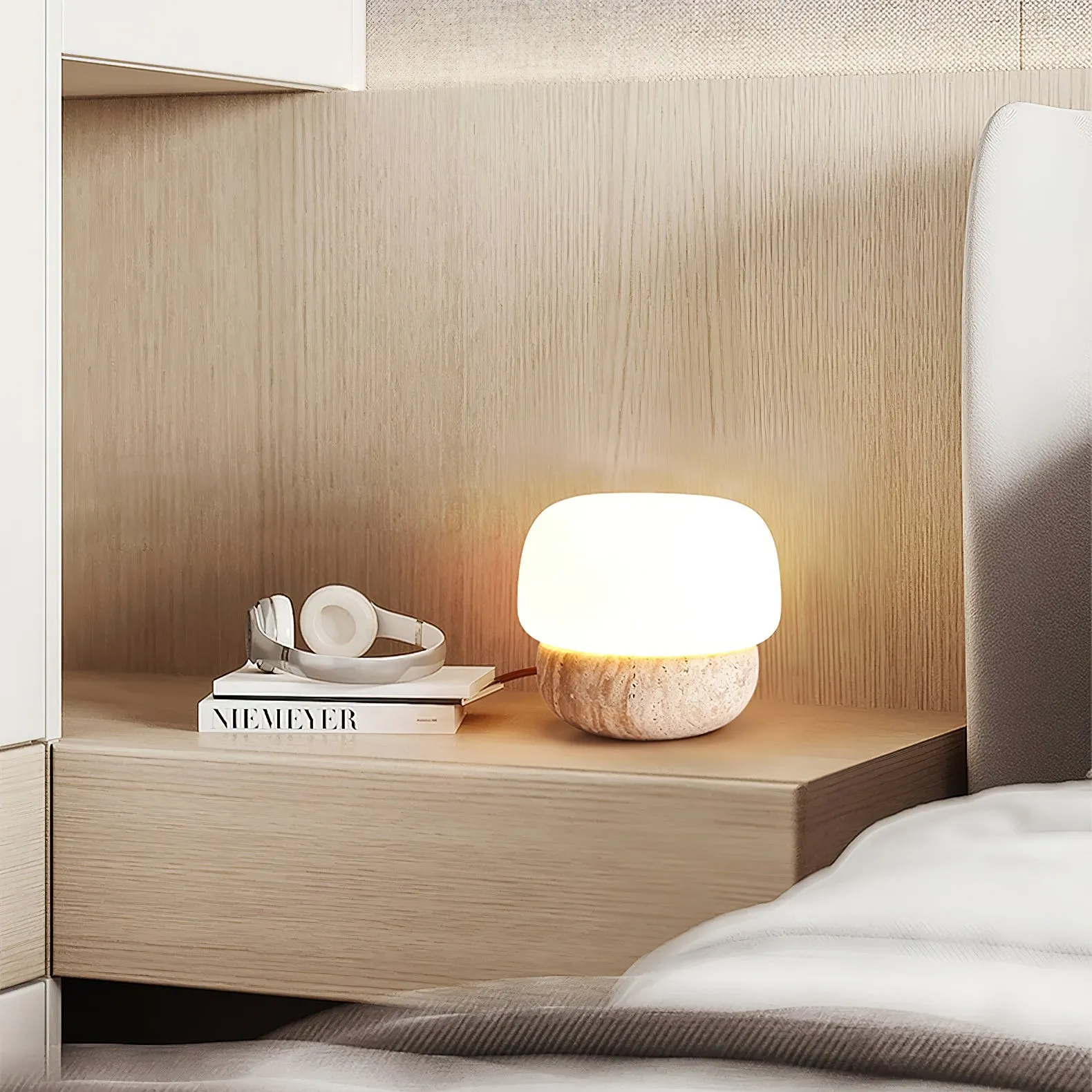 Nordic Style Round Travertine Table Lamp KL344