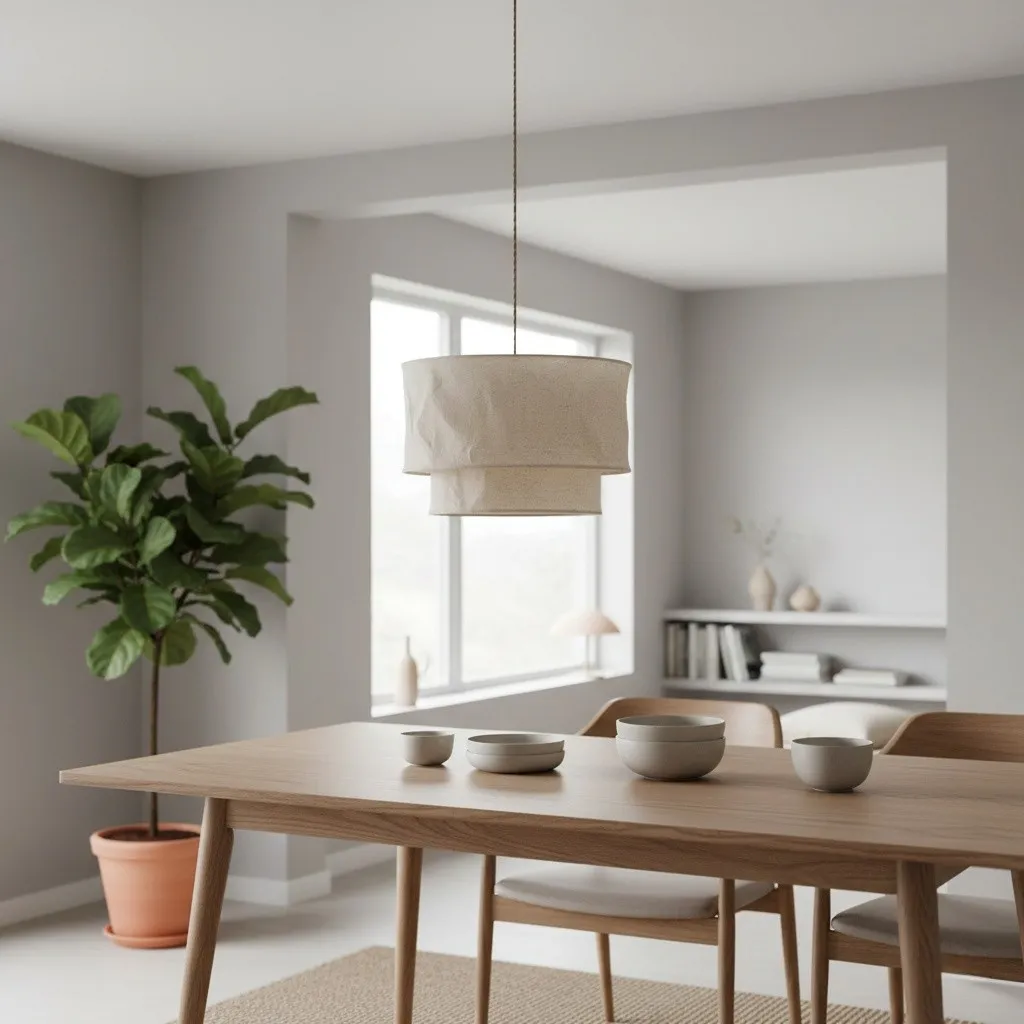 Aeroloom Minimalist Layered Textile Pendant Light for Dining and Lounge Areas KL2086
