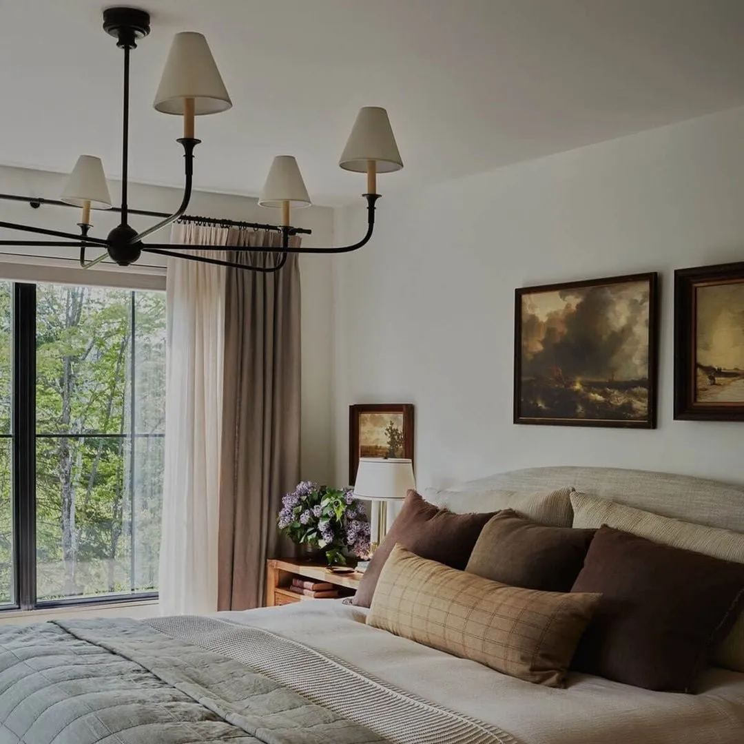 Modern Industrial Metal Chandelier – Luxury Linen Shade Design for Dining or Living Room KL1218