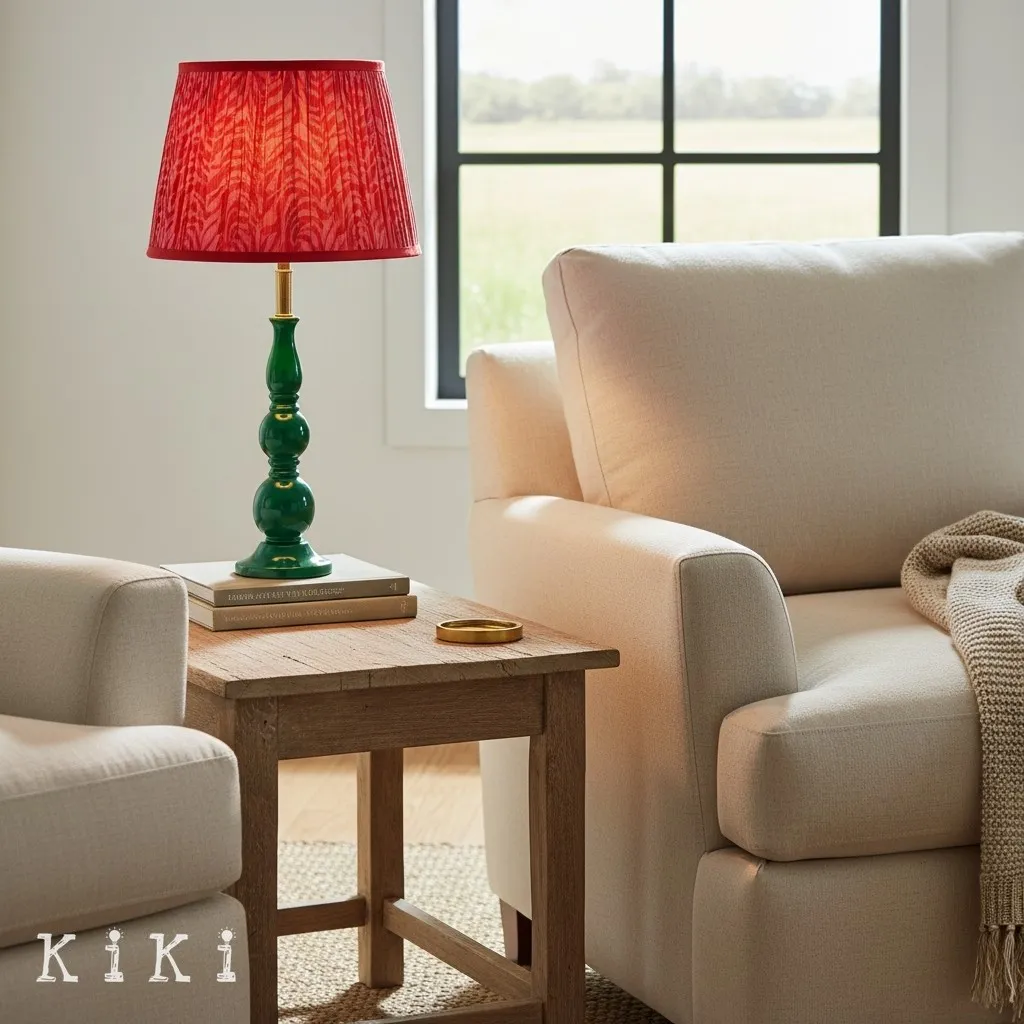 Grainora Soft Fabric Shade Table Lamp - Sculptural Wooden Base Lamp for Interiors KL2129