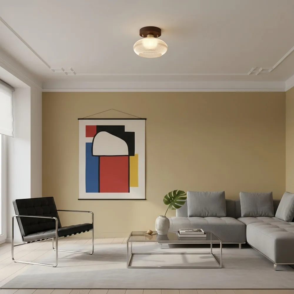 Soliro Sleek Round Glass Ceiling Light - Modern Dome Shade Ceiling Lamp for Entryway KL2221