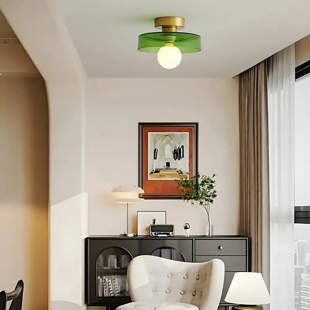 Stained Glass Flush Disc Orb Ceiling Light KL917