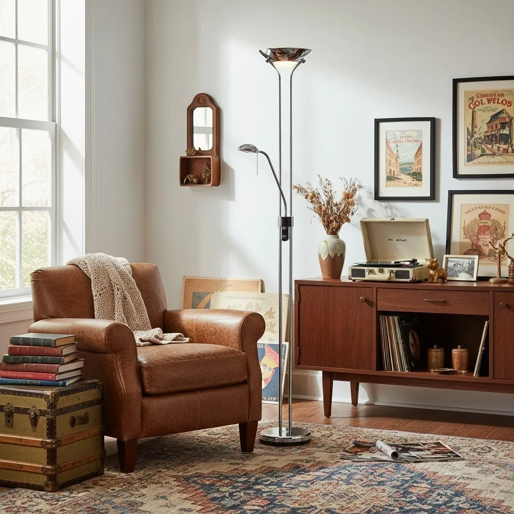 Linexis Art Deco Metal & Opal Glass Floor Lamp - Dual-Light Design for Modern Interiors KL1894
