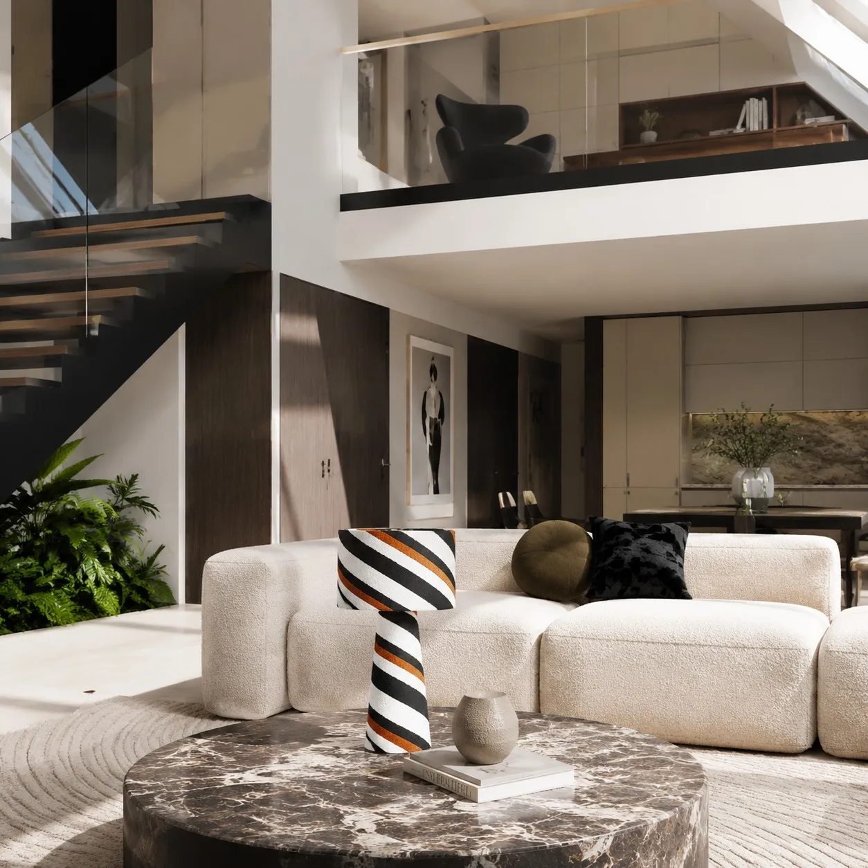 Striped Fabric Pendant Lamp