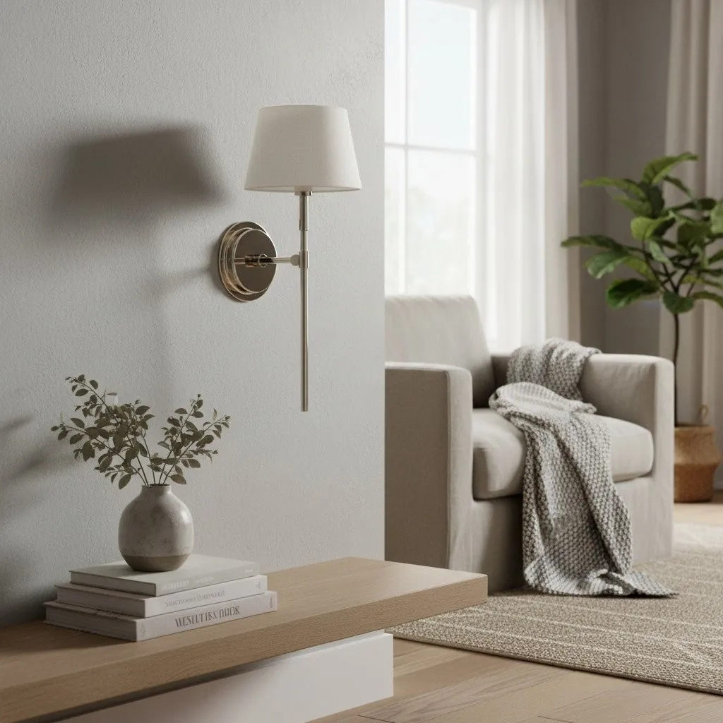 Cremaris Metal Wall Light with Fabric Shade - Timeless Sconce for Interior Lighting KL1973