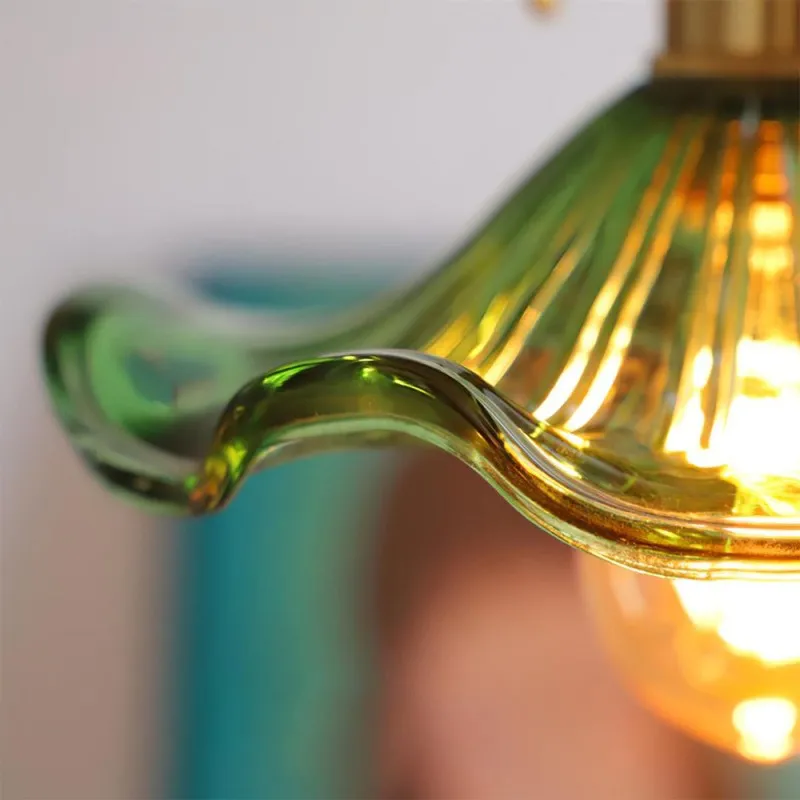 Retro Hibiscus Flower Glass Pendant Light KL113