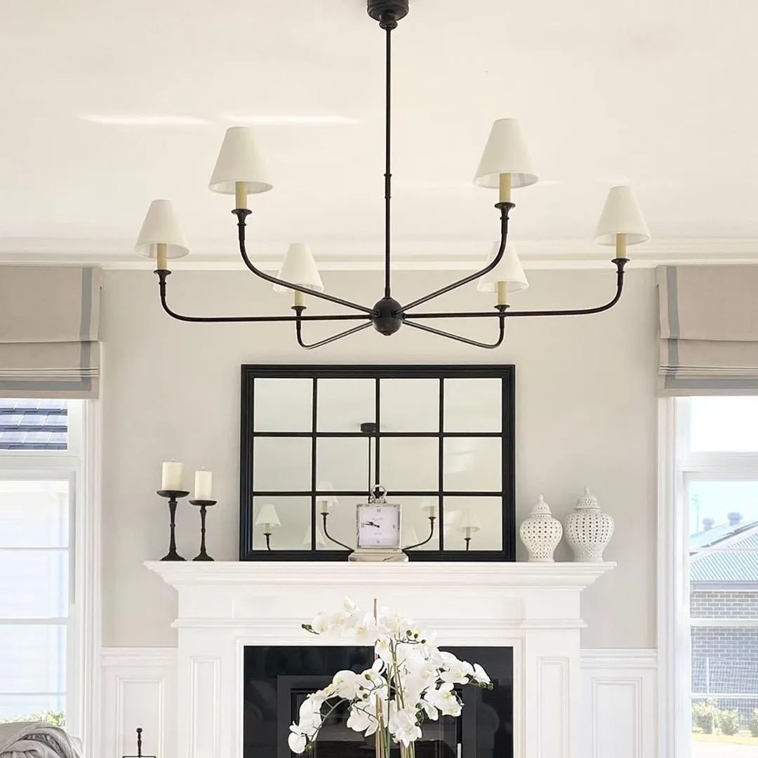Modern Industrial Metal Chandelier – Luxury Linen Shade Design for Dining or Living Room KL1218
