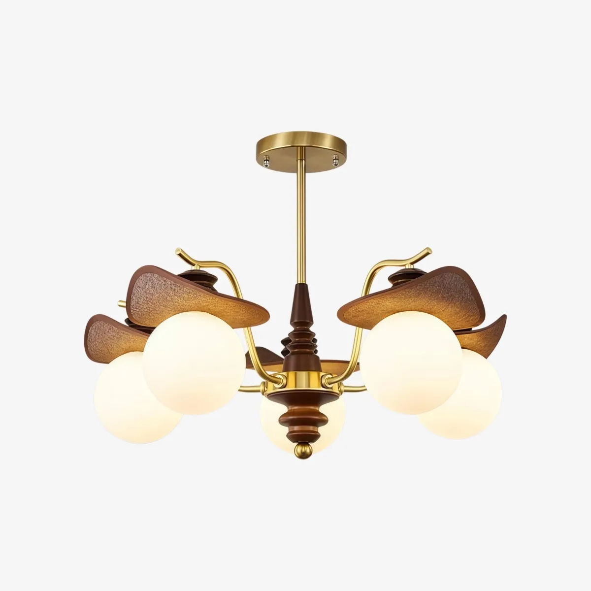 Solvane Multi Arm Chandelier with Glass Shades - Retro Decorative Lighting for Dining Room KL2260