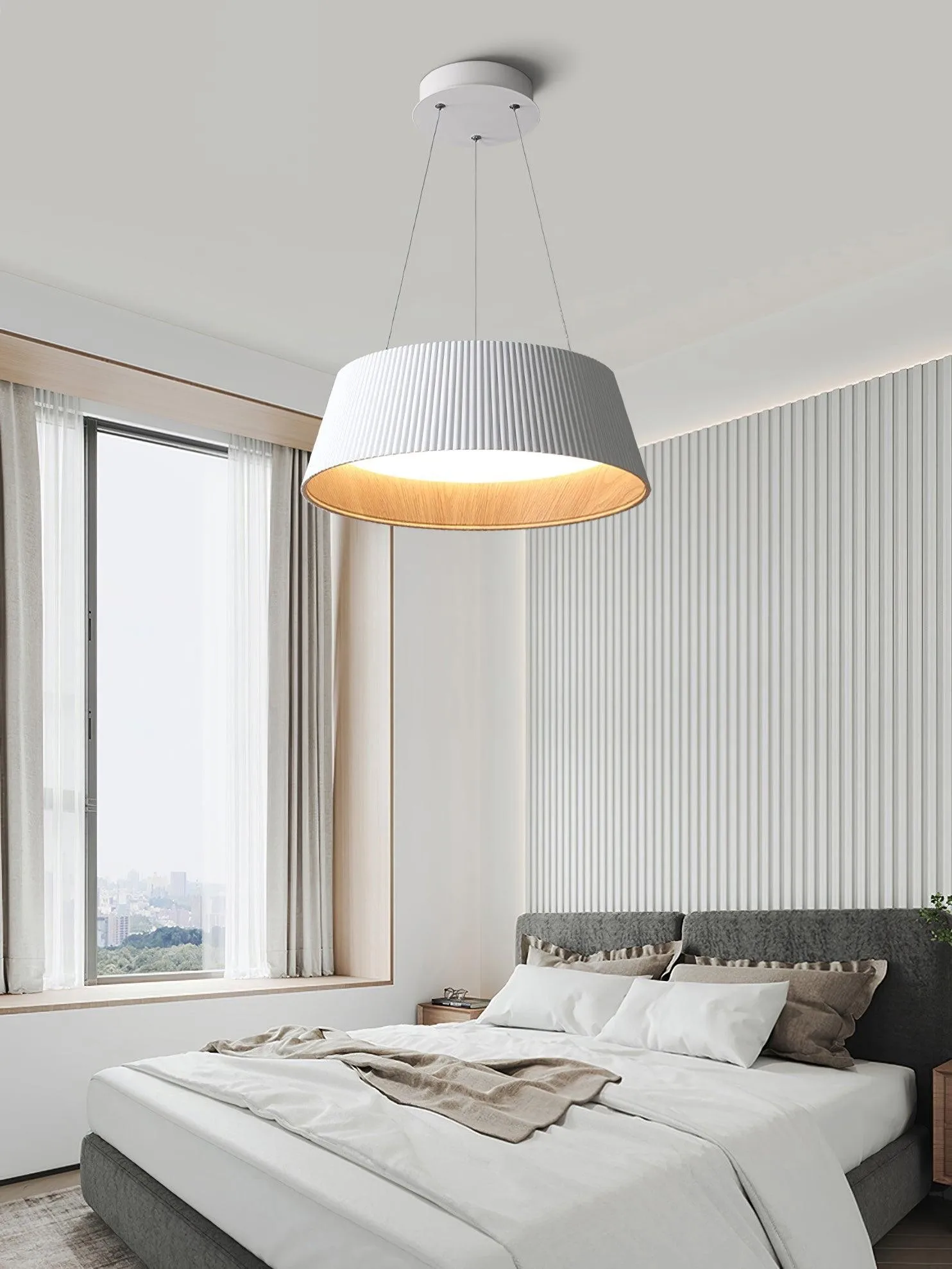 Minimalist Corrugated Lampshade Bedroom Pendant Lamp KL334