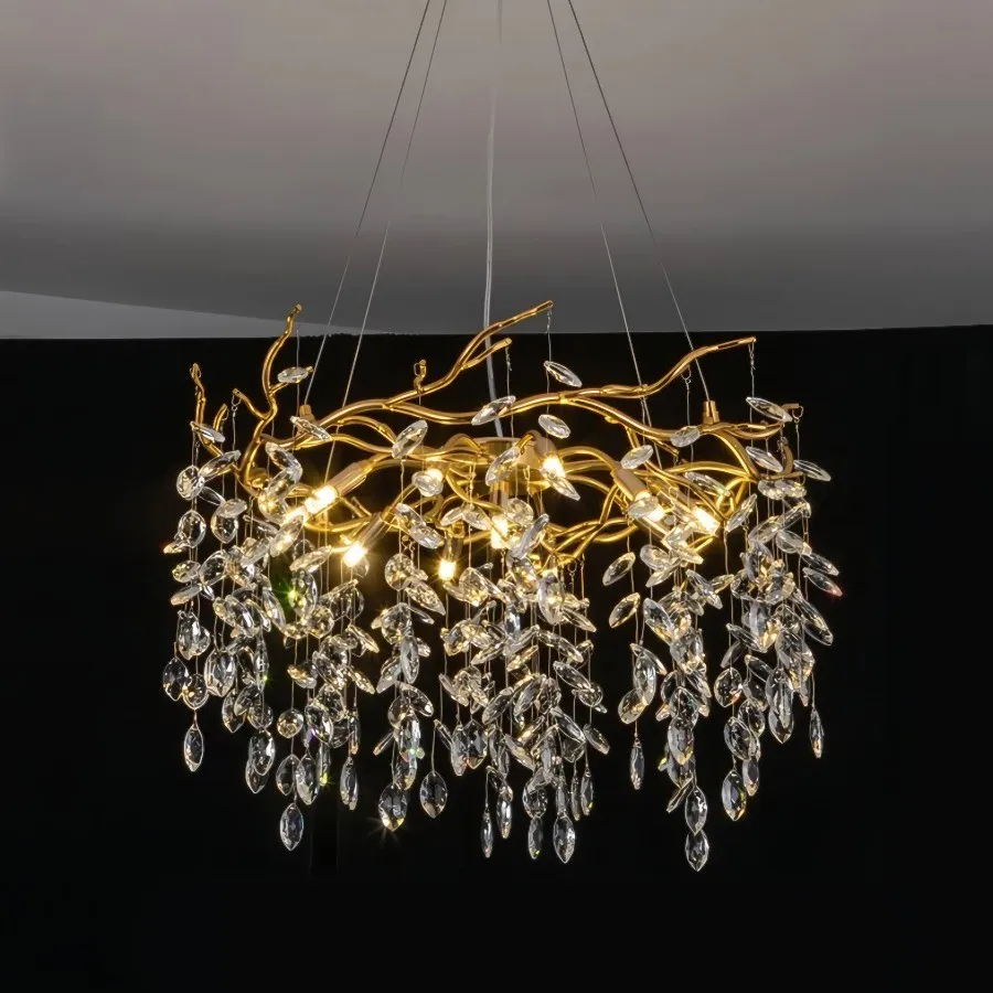 Golden Crystal Branch Chandelier