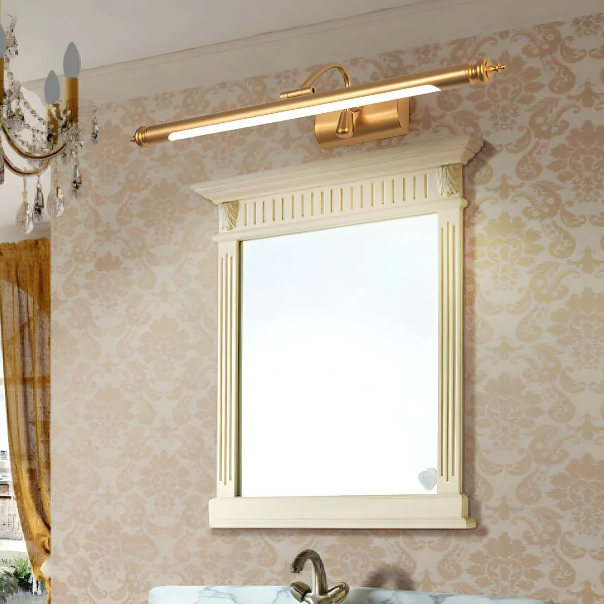 Mirror Front LED Brass Wall Lamp KL352