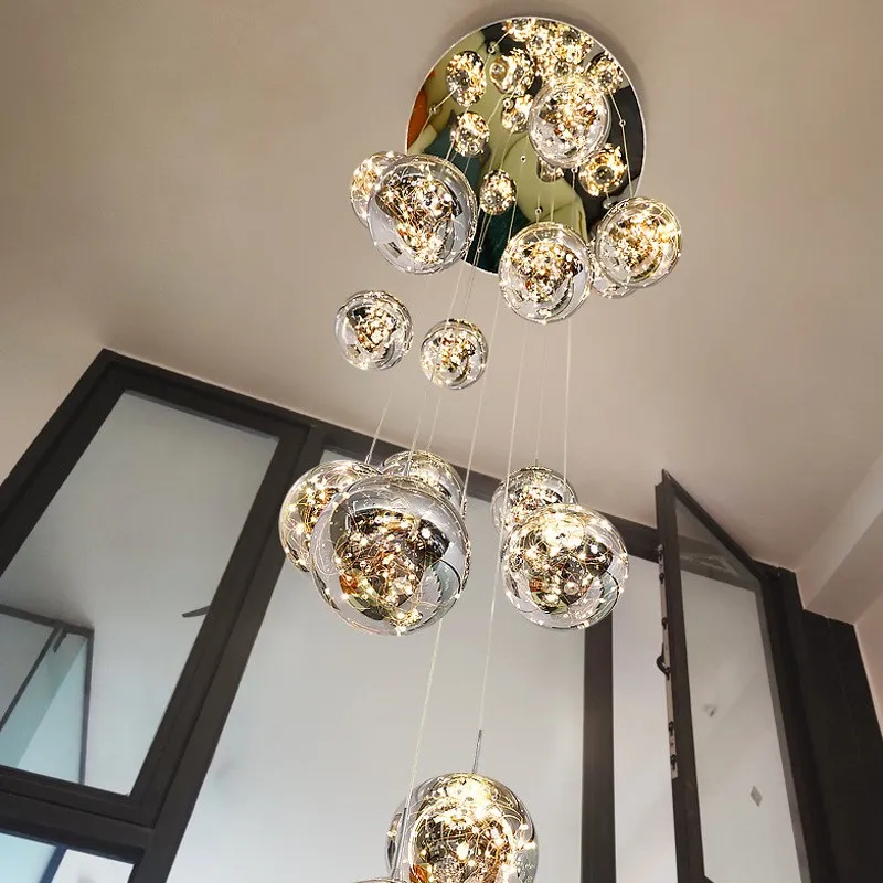 10 Glass Ball Staircase Chandelier